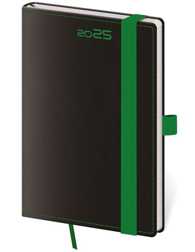 Kapesní diář 2025 Black Green s poutkem