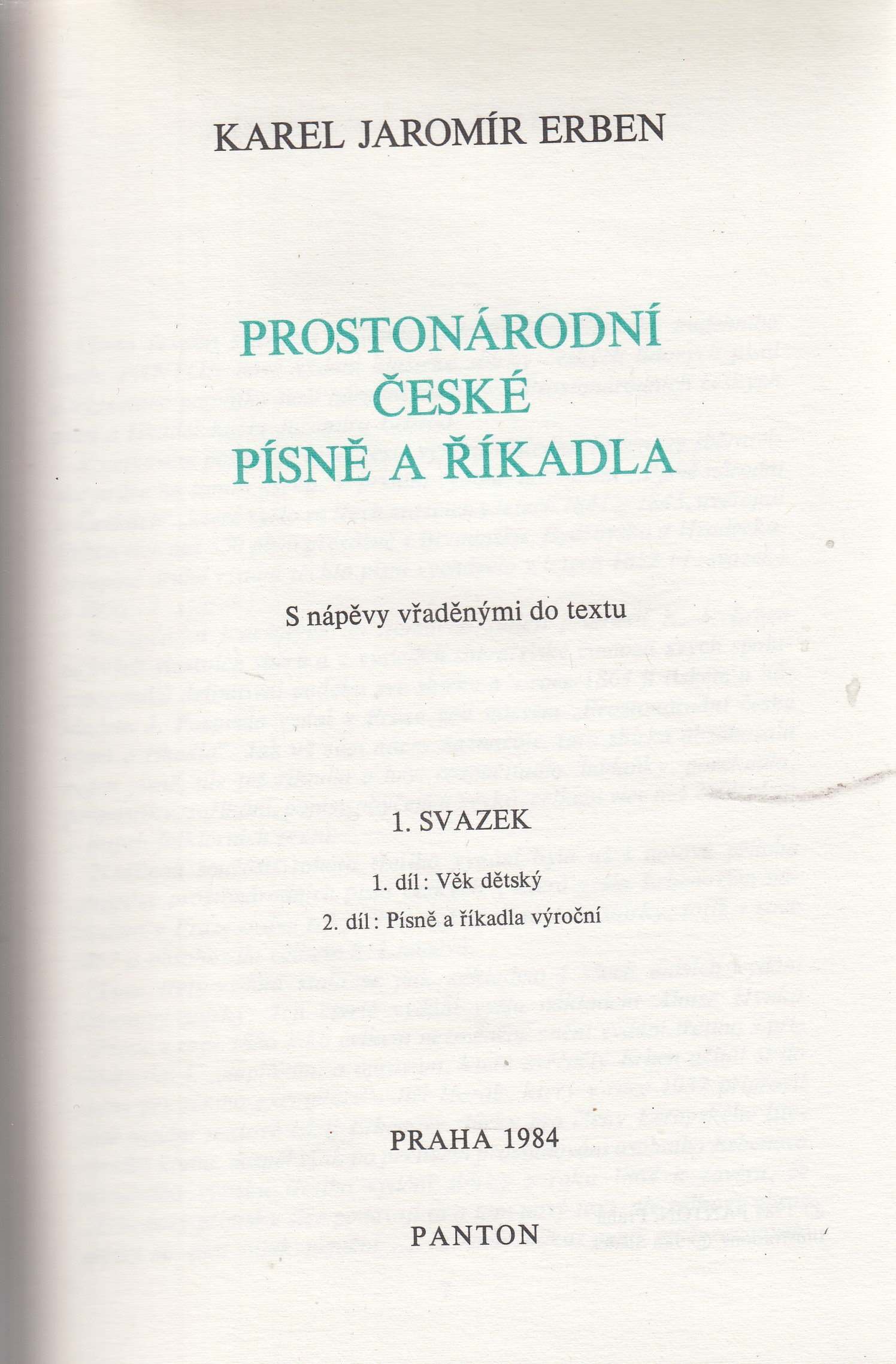 Prostonárodní české písně a říkadla - noty