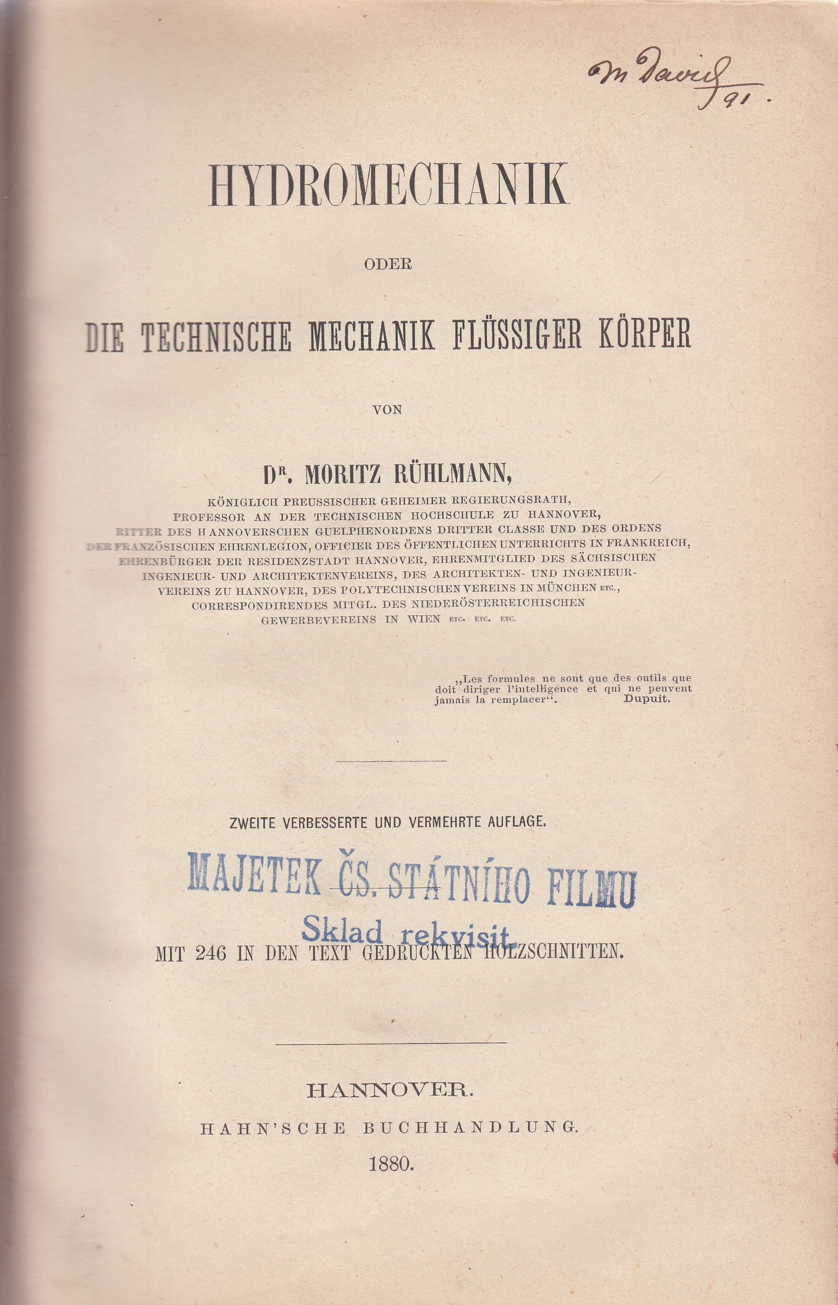 Hydromechanik oder die Technische Mechanik Flüssiger Körper