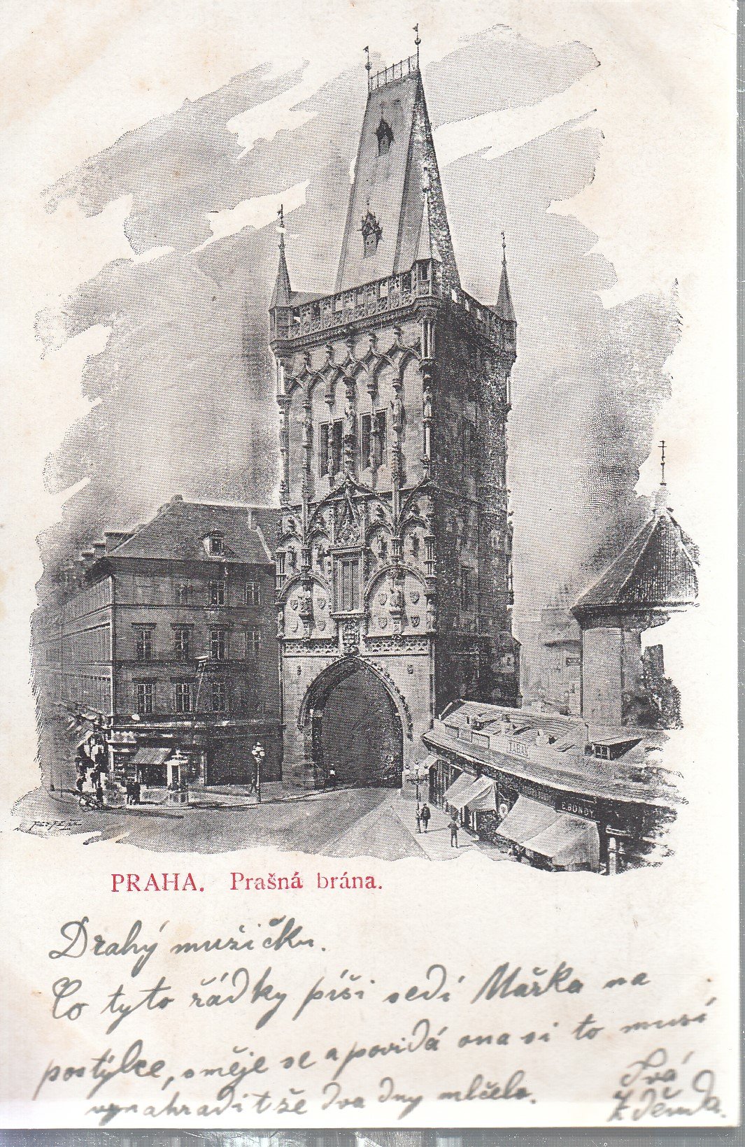 Praha, Prašná brána / pohlednice