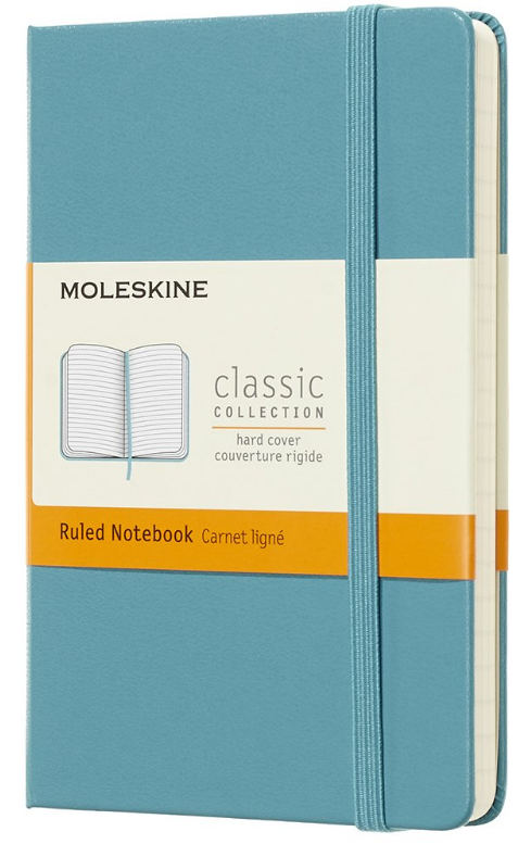 Zápisník Moleskine tvrdý, linkovaný, modrozelený S