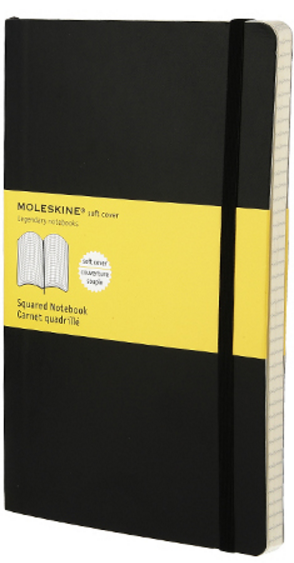 Zápisník Moleskine tvrdý čtverečkovaný, černý L