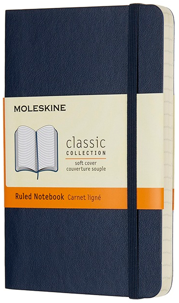 Zápisník Moleskine měkký, linkovaný, modrý S