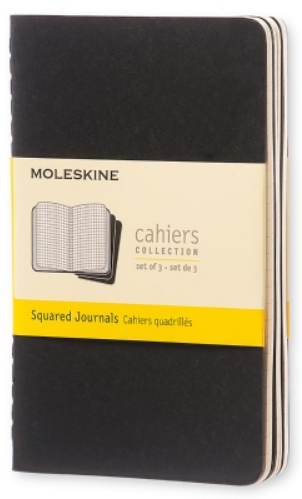 Sešity Moleskine 3 ks - čtverečkované, černé S