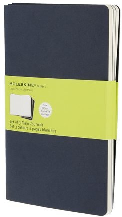 Sešity Moleskine 3 ks čisté modré L
