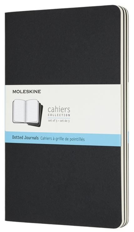 Sešity Moleskine 3 ks tečkované černé L
