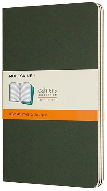 Sešity Moleskine 3 ks linkované zelené L