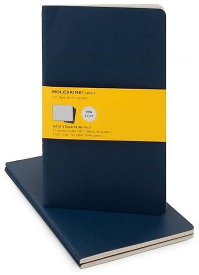 Sešity Moleskine 3 ks čtverečkované modré L