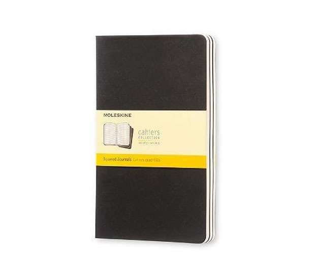 Sešity Moleskine 3 ks čtverečkované černé L