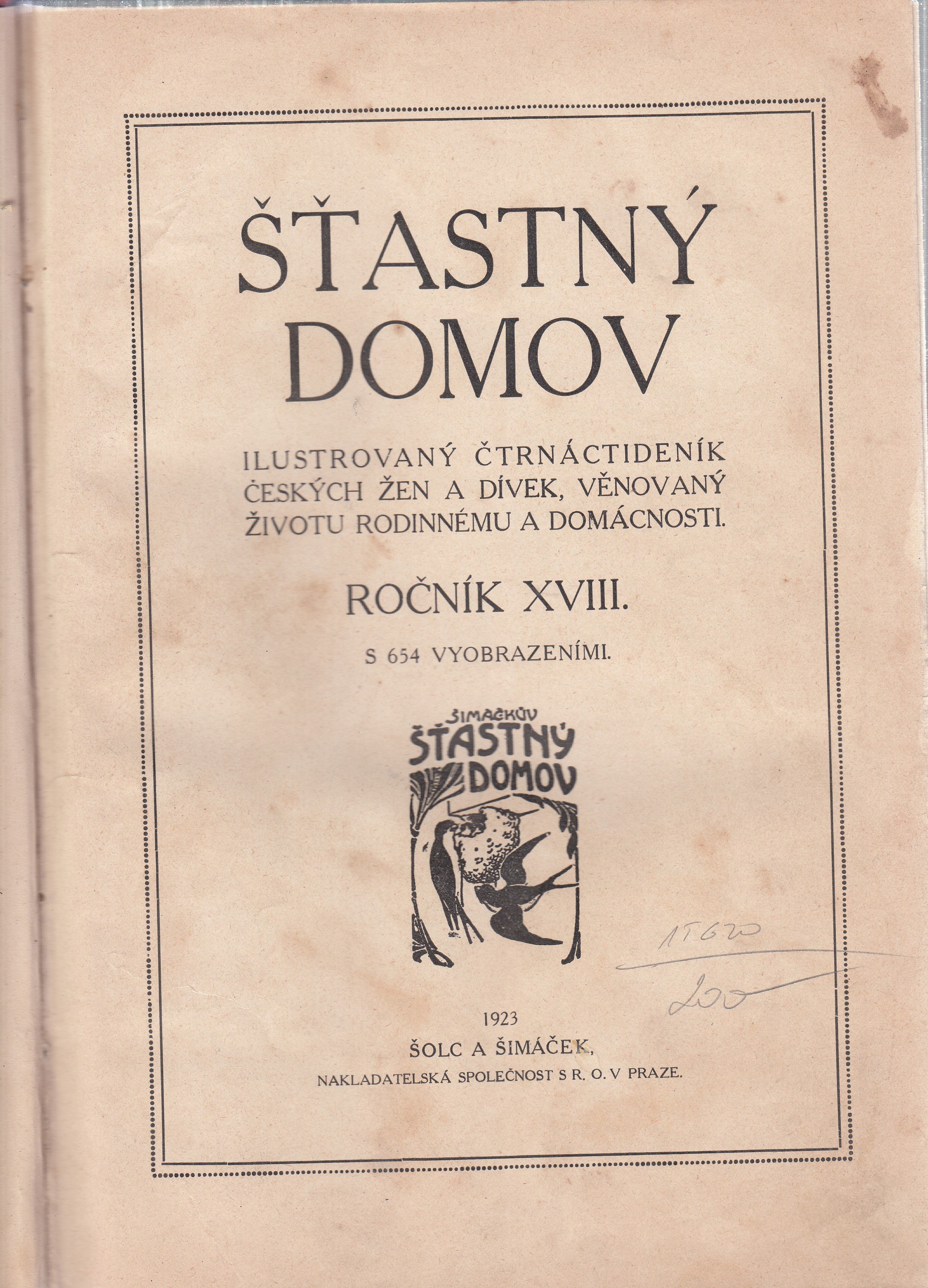 Šťastný domov: Ilustrovaný čtrnáctideník českých žen a dívek, věnovaný životu rodinnému a domácnoti: Ročník XVIII.