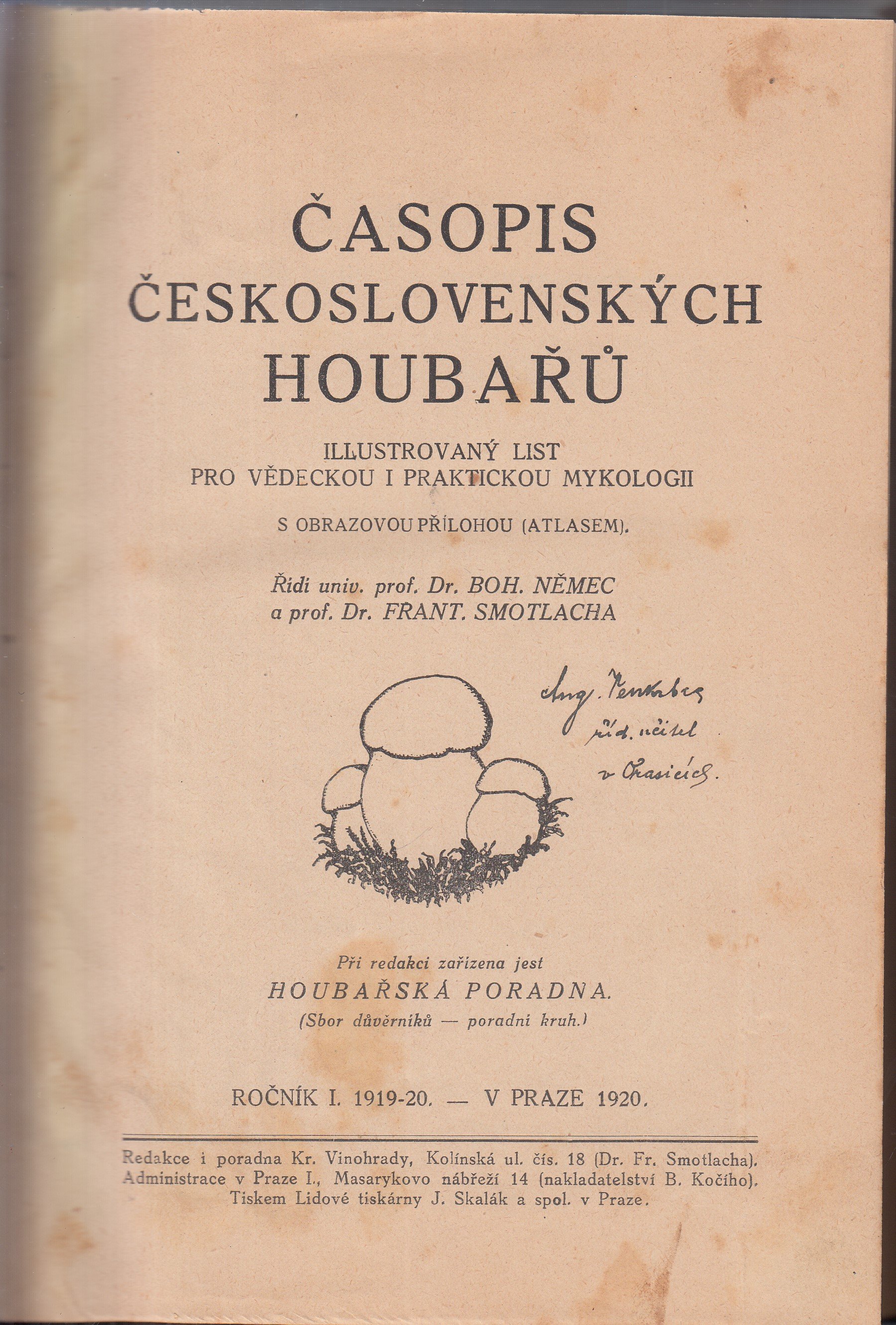 Časopis československých houbařů roč. I. 1919-20