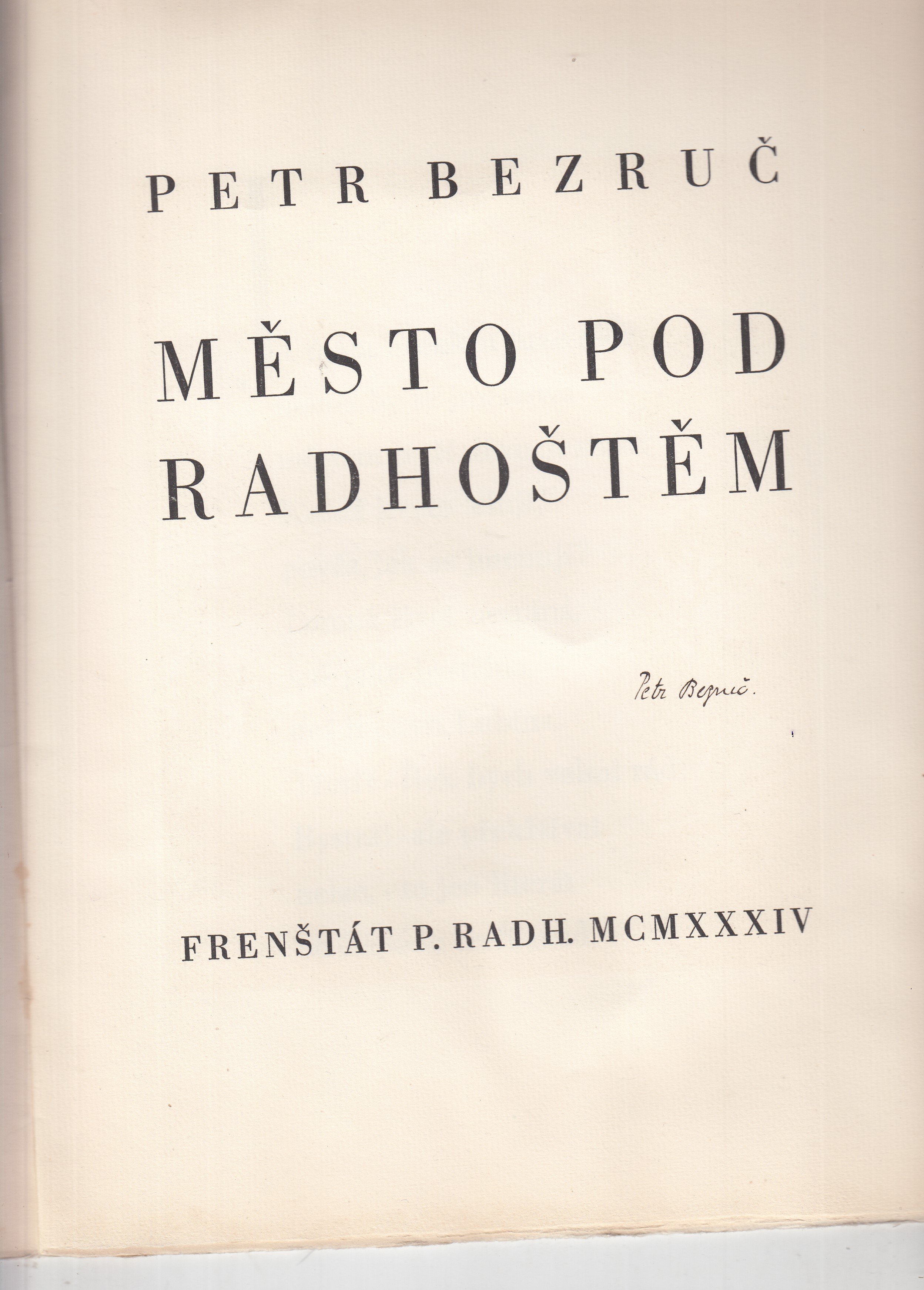 Město pod Radhoštěm /podpis/