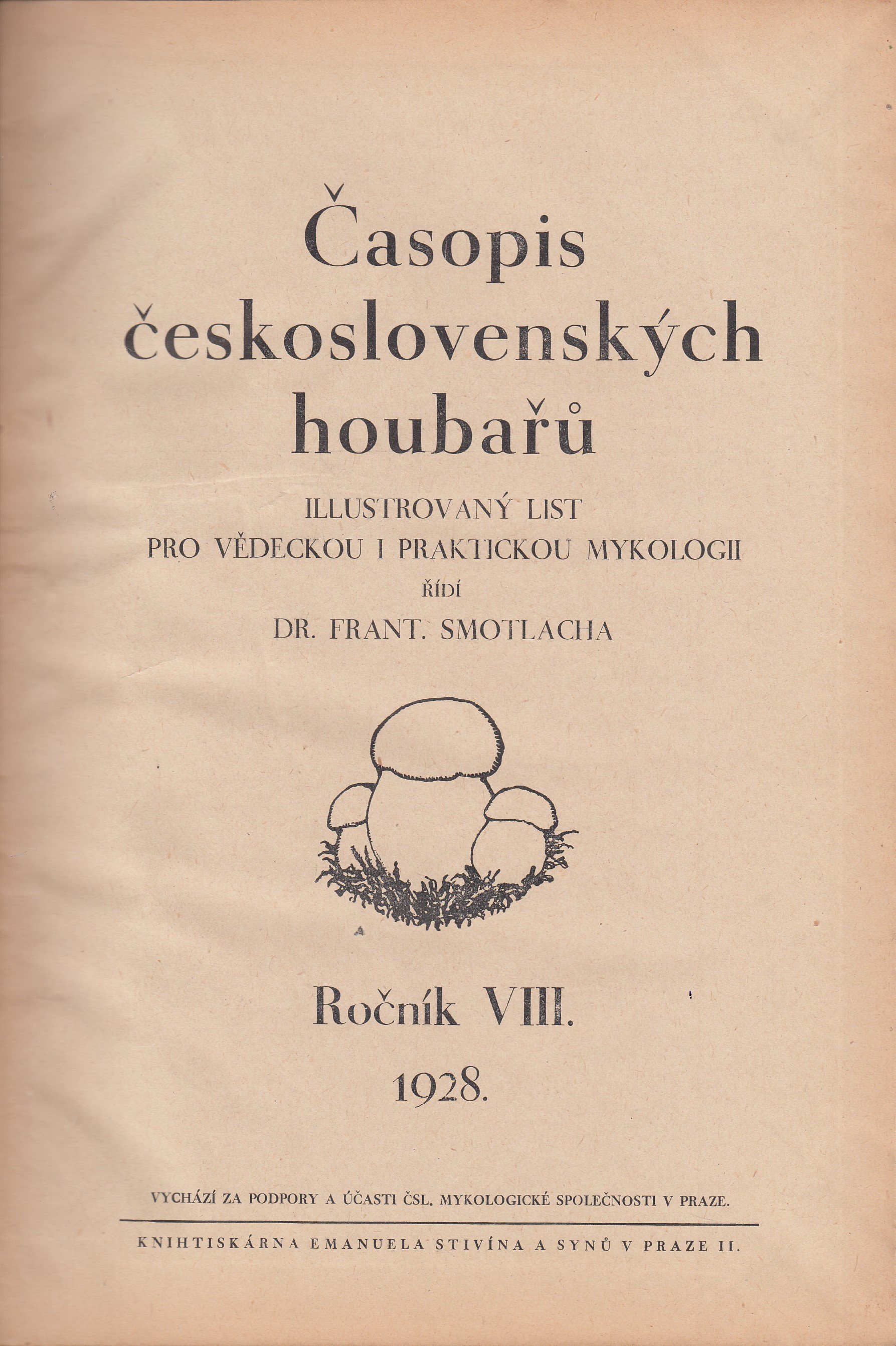 Časopis československých houbařů : illustrovaný list pro vědeckou i praktickou mykologii r. VIII