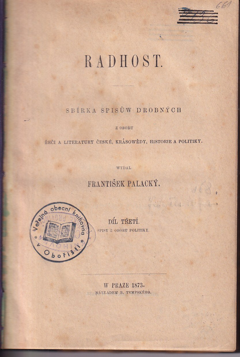 Radhost : sbírka spisůw drobných z oboru řeči a literatury české, krásowědy, historie a politiky. Díl třetí, Spisy z oboru polit