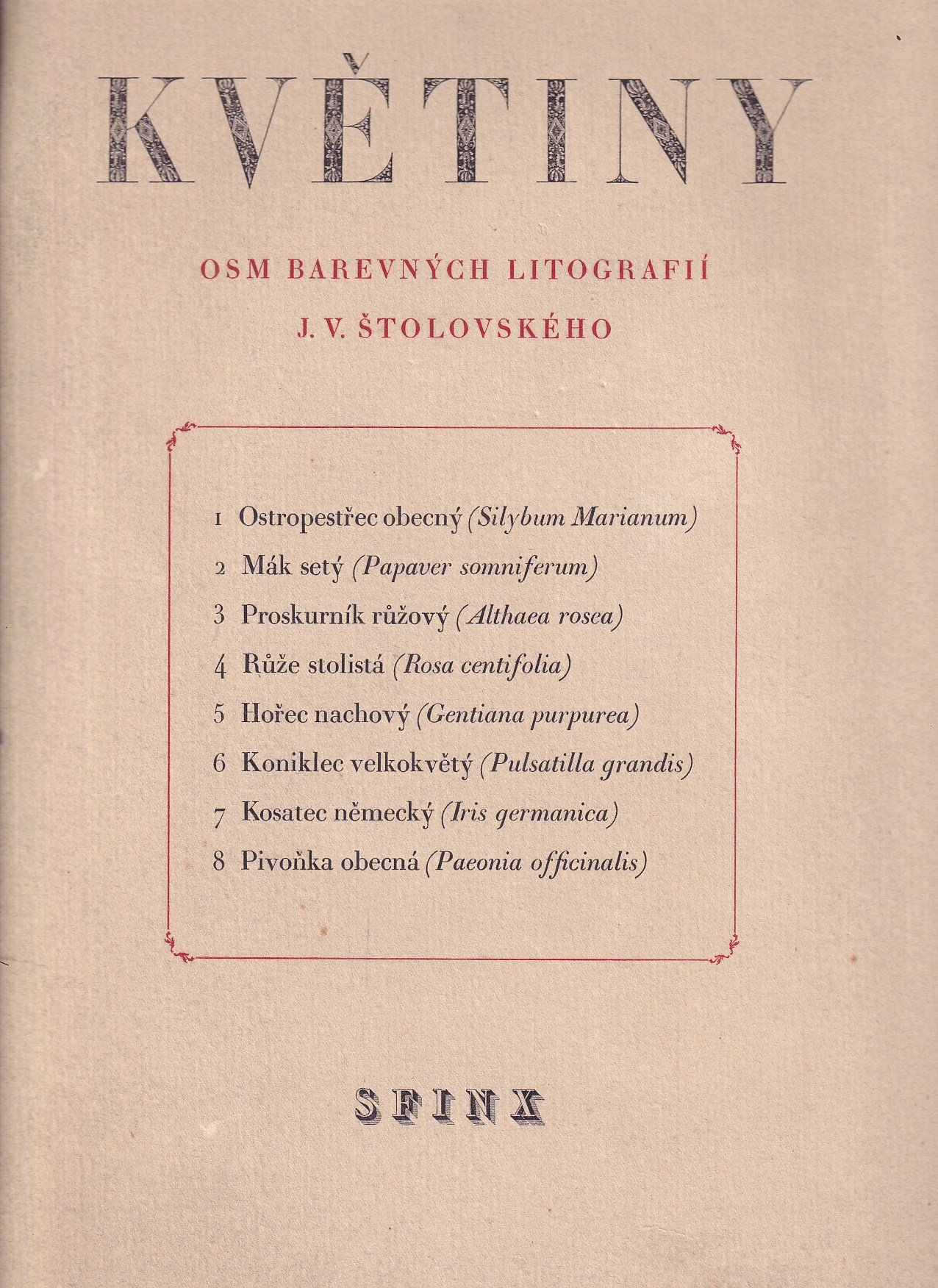 Květiny / osm barevných litografií J.V. Štolovského