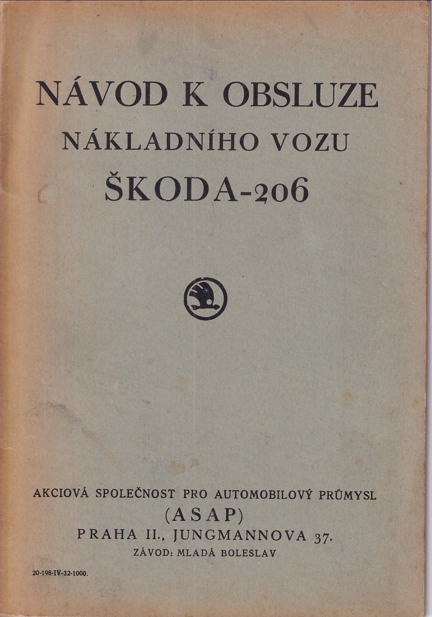 Návod k obsluze nákladního vozu Škoda - 206