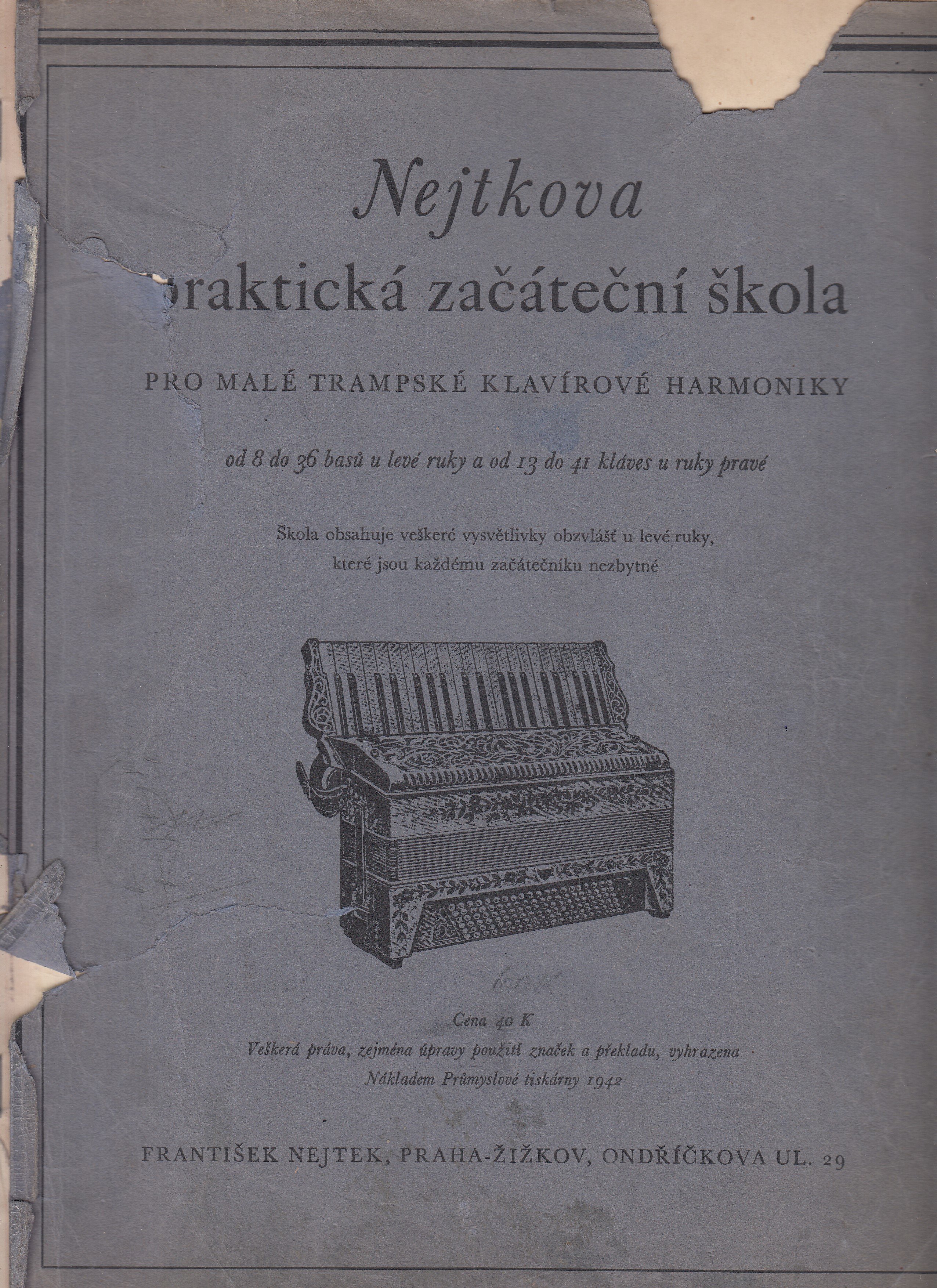 Nejtkova praktická začáteční škola pro malé trampské klavírové harmoniky - noty