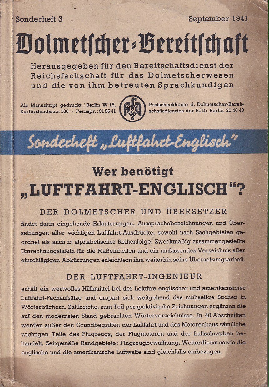 Luftfahrt -Englisch. Drittes Sonderheft der 