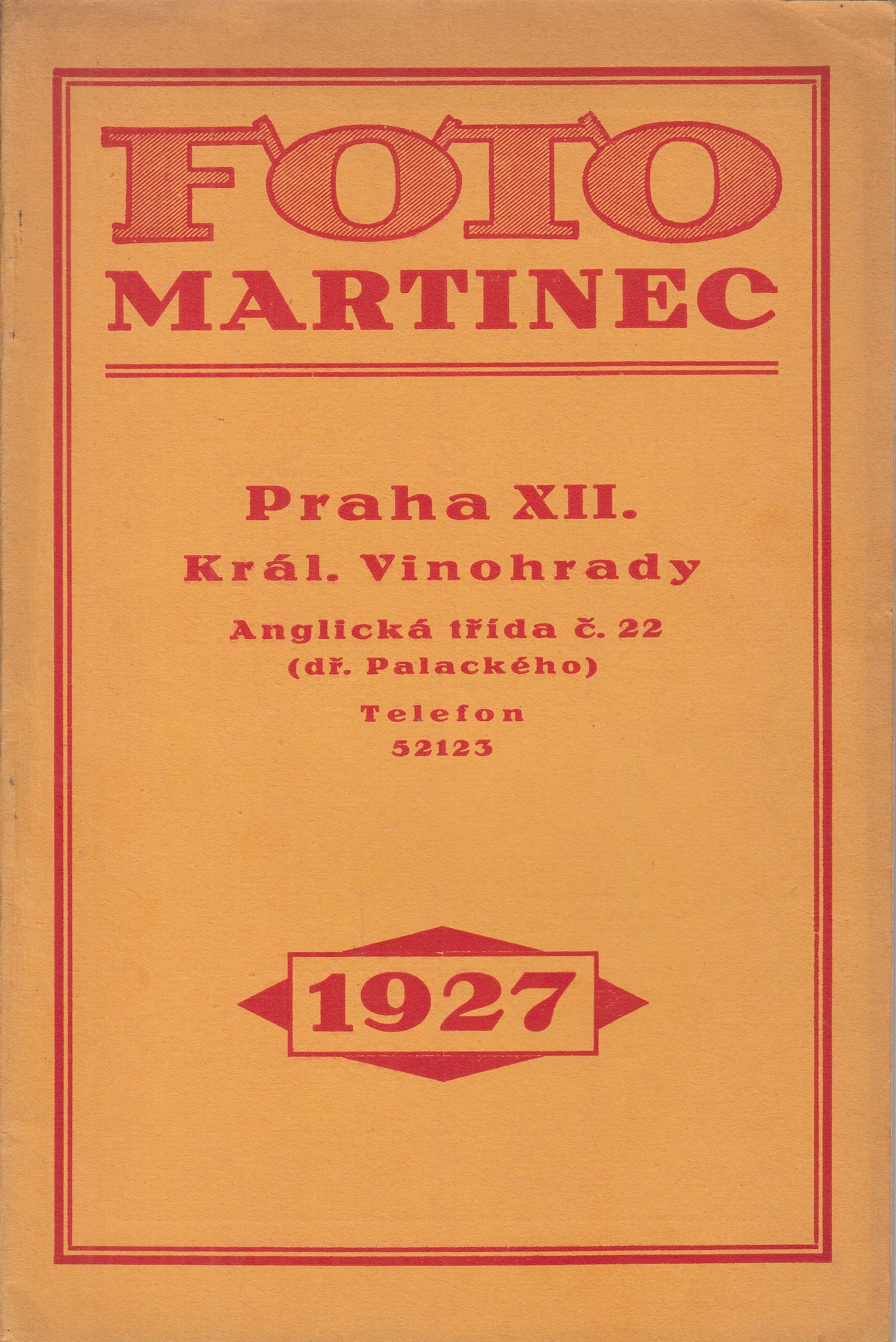 Foto Martinec- prodejní katalog na rok 1927