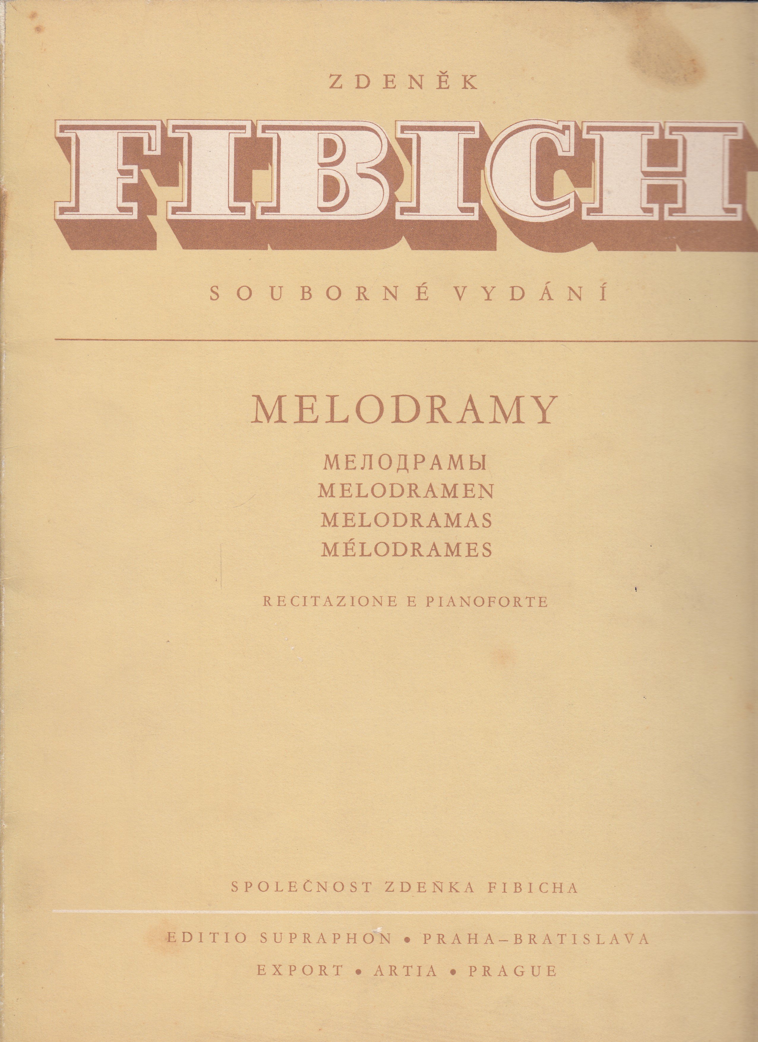 Zdeněk Fibich - souborné vydání - noty