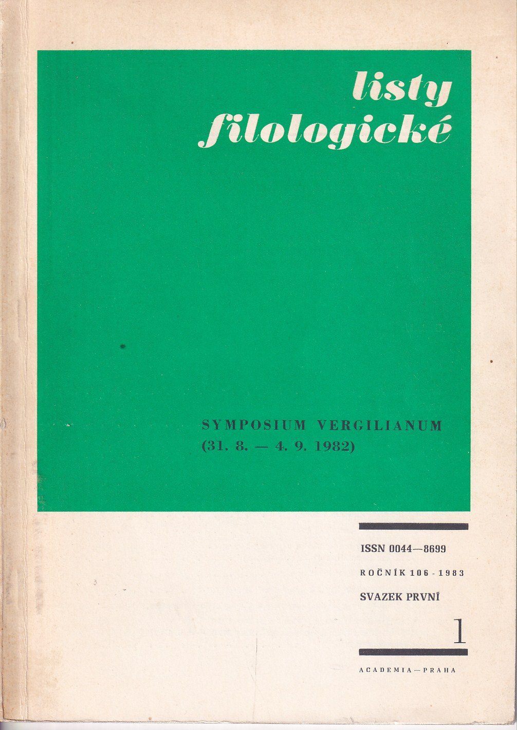 Listy filologické : ročník 106, 1983 (svazek první)