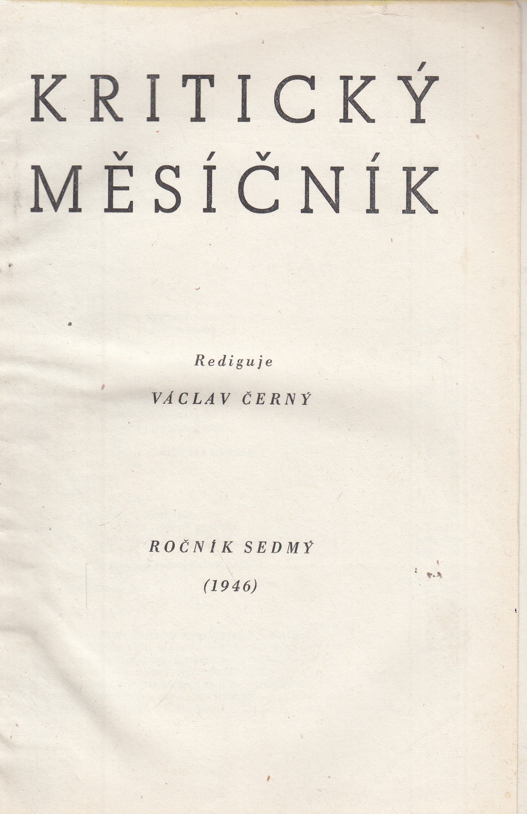 Kritický měsíčník : ročník sedmý (1946)