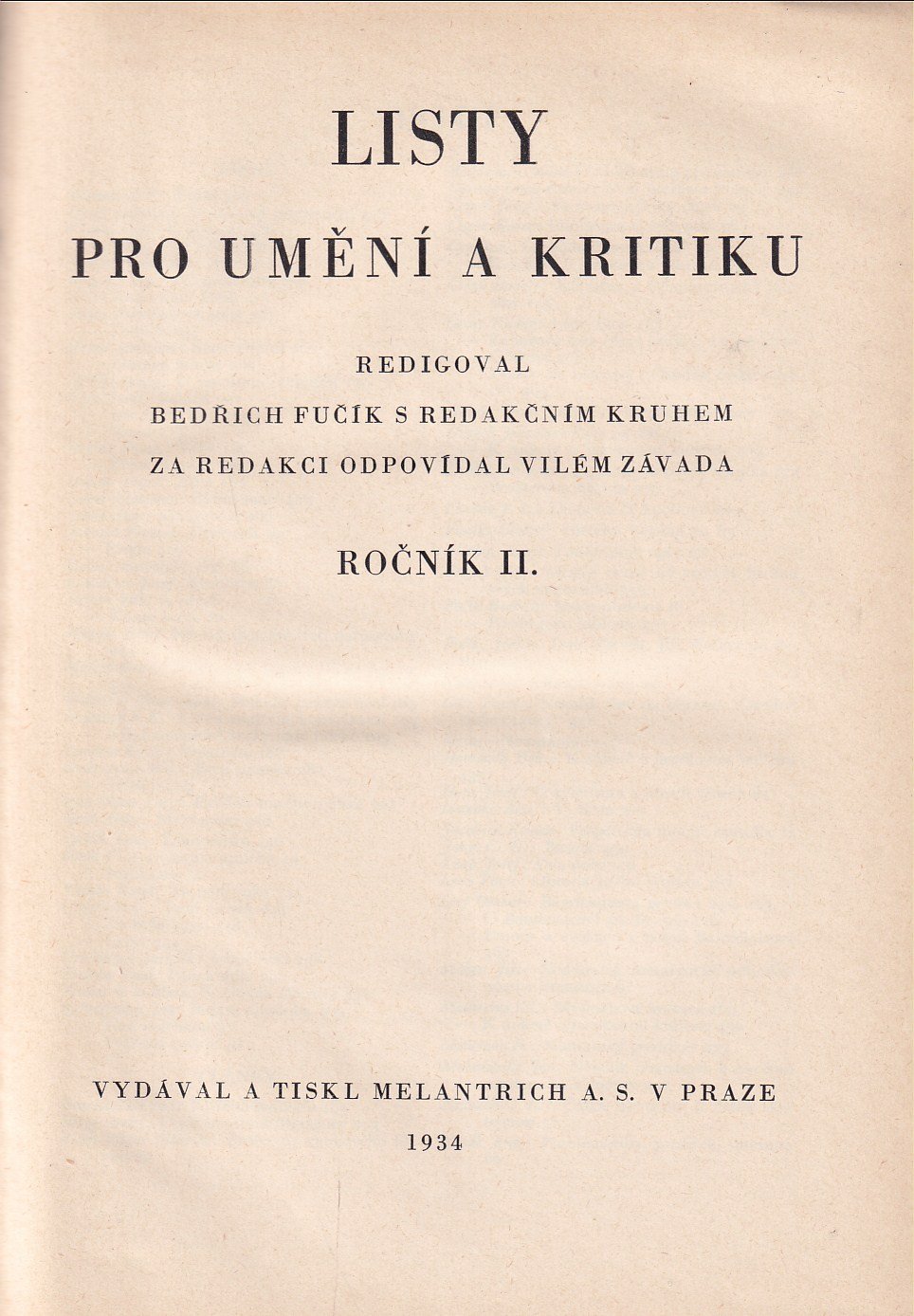 Listy pro umění a kritiku, ročník II. (1934)