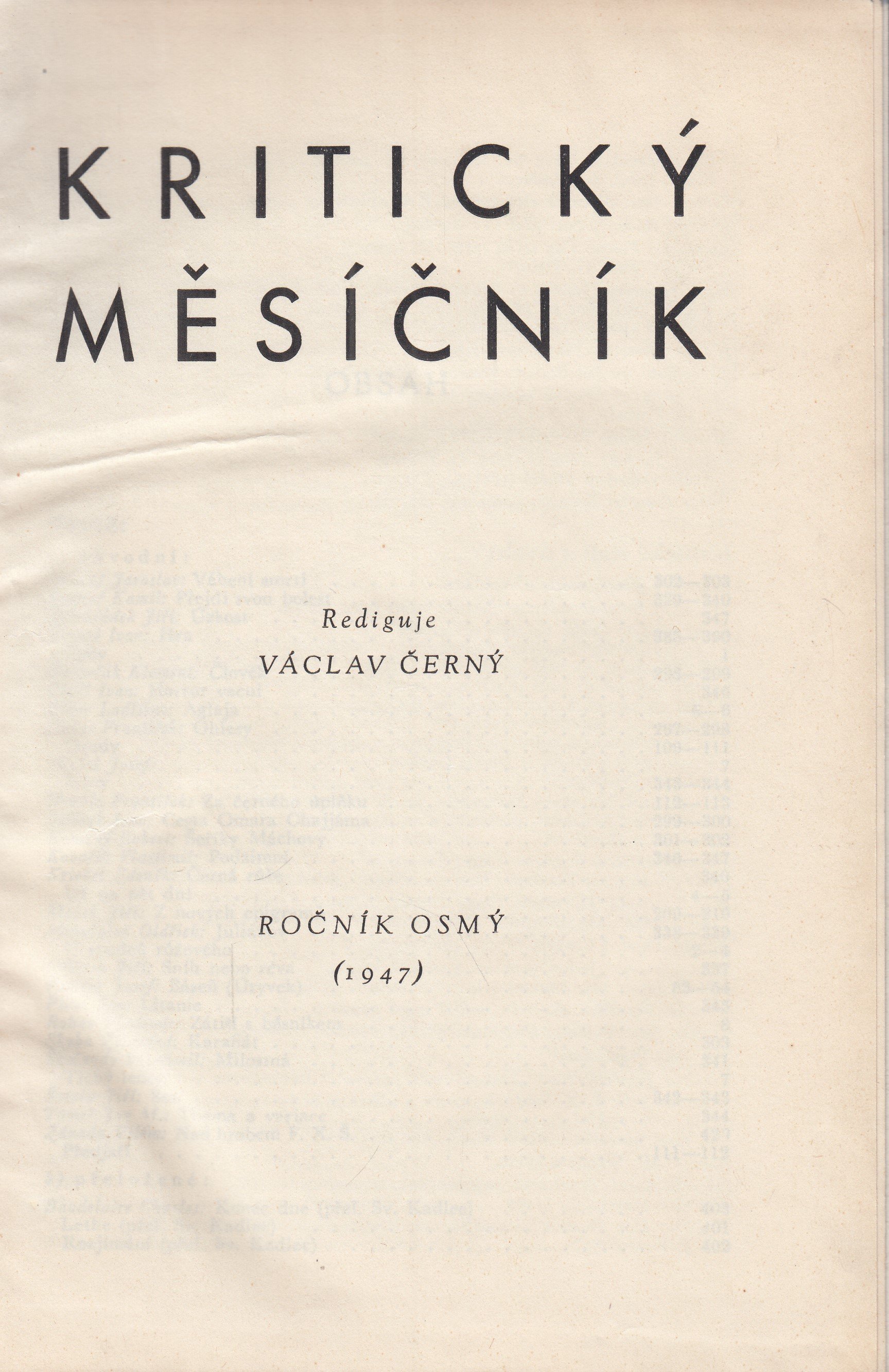 Kritický měsíčník : ročník VIII. (1947)