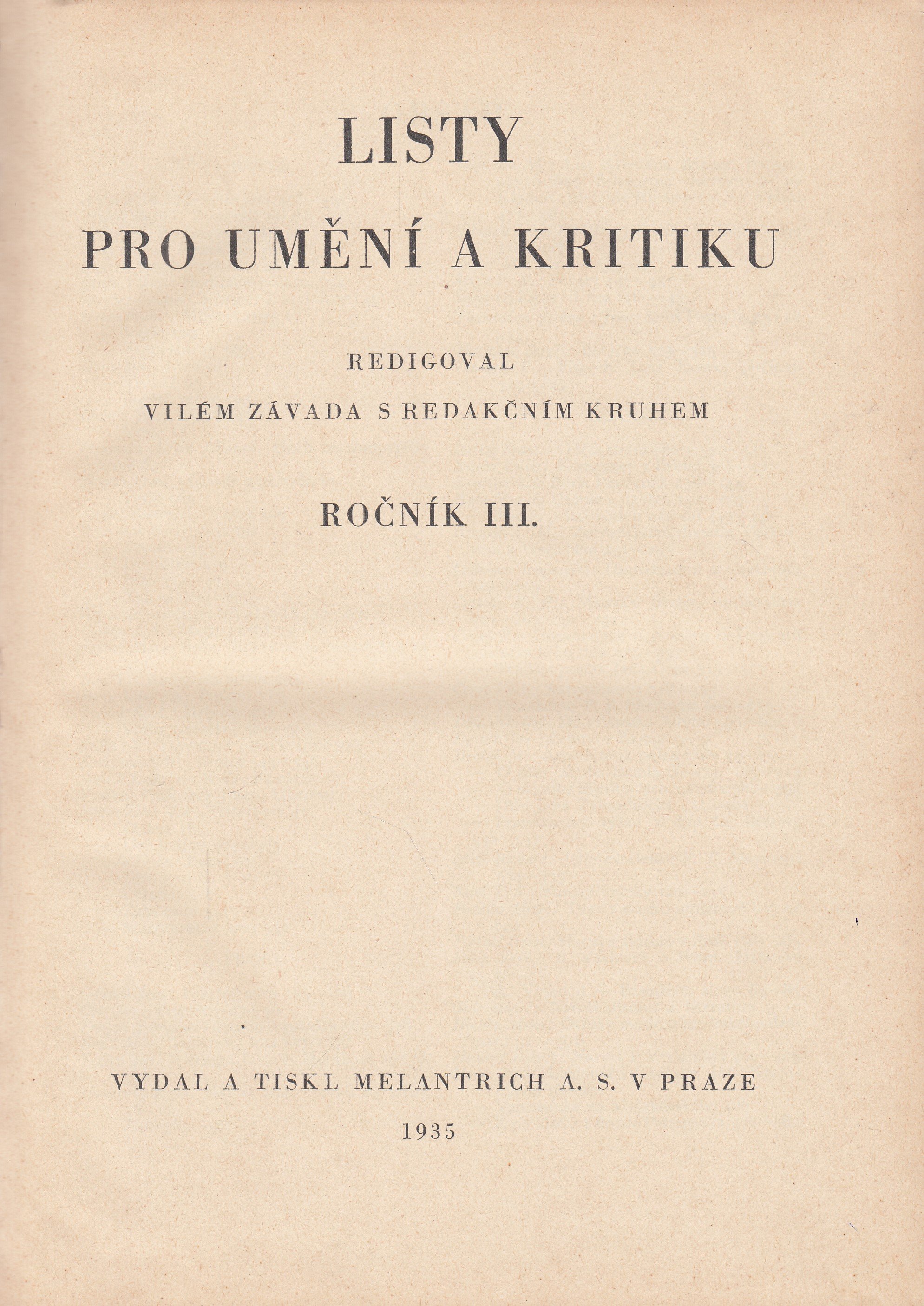 Listy pro umění a kritiku : ročník III. (1935)