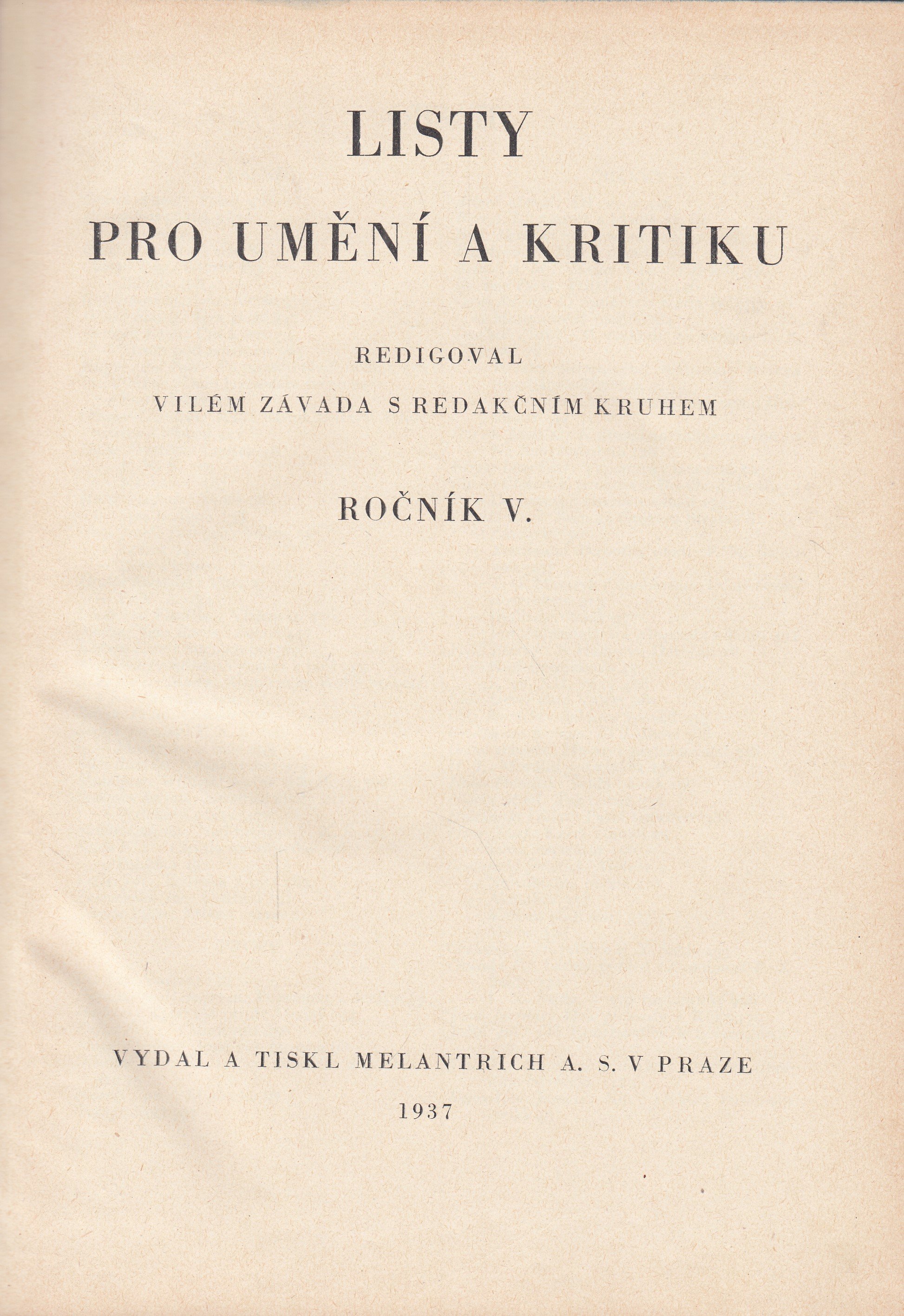 Listy pro umění a kritiku : ročník V. (1937)