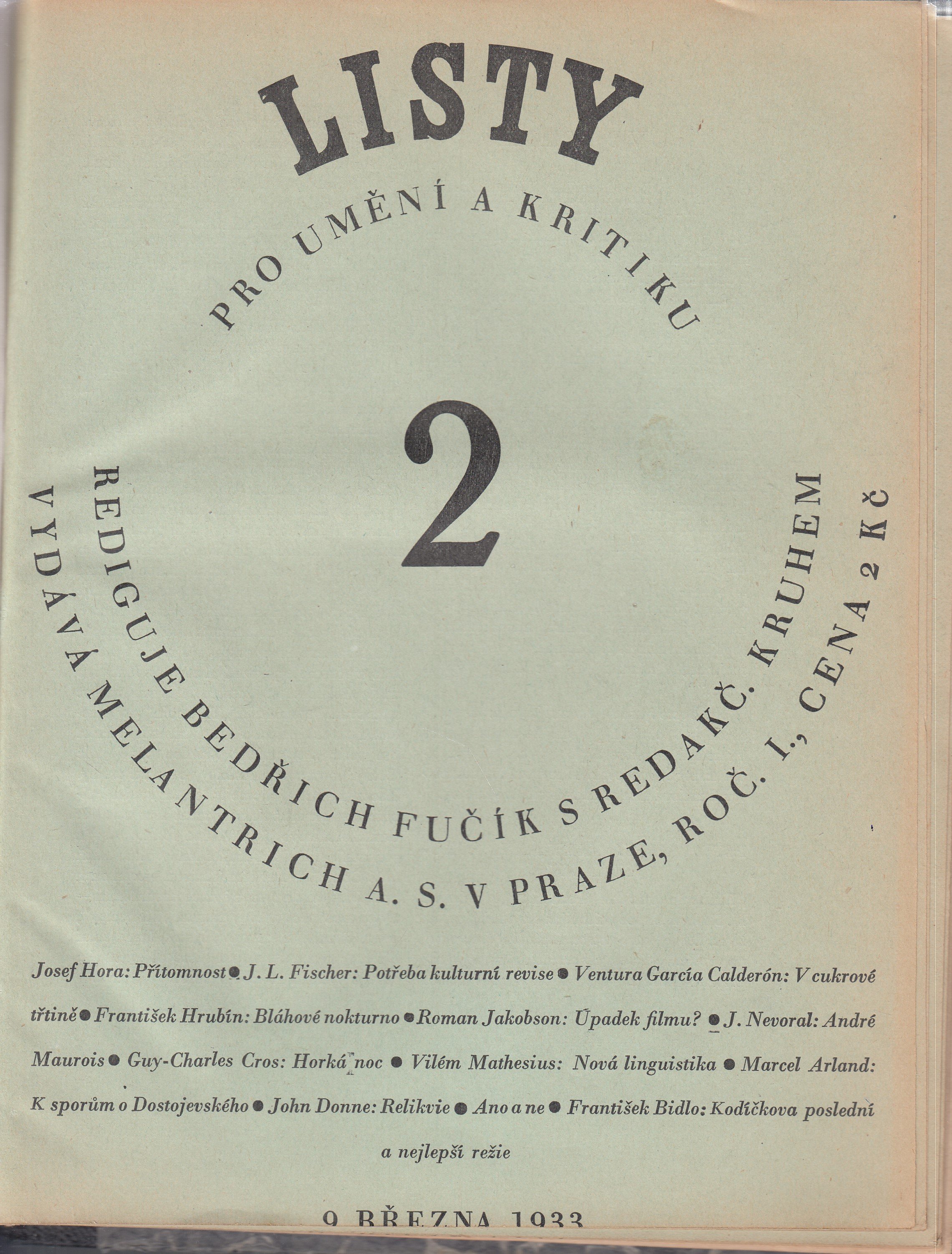 Listy pro umění a kritiku : ročník I. (1933)