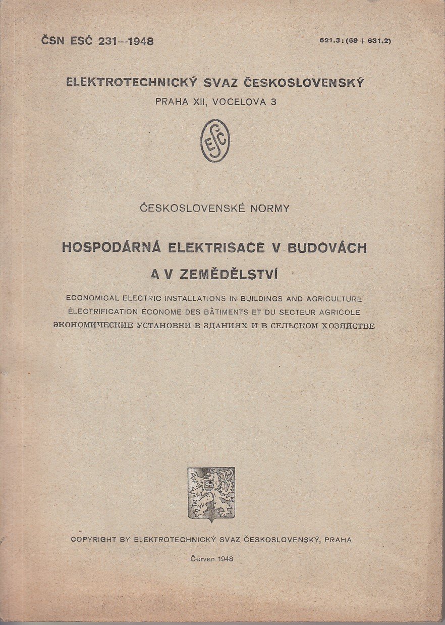 Hospodárná elektrisace v budovách a v zemědělství