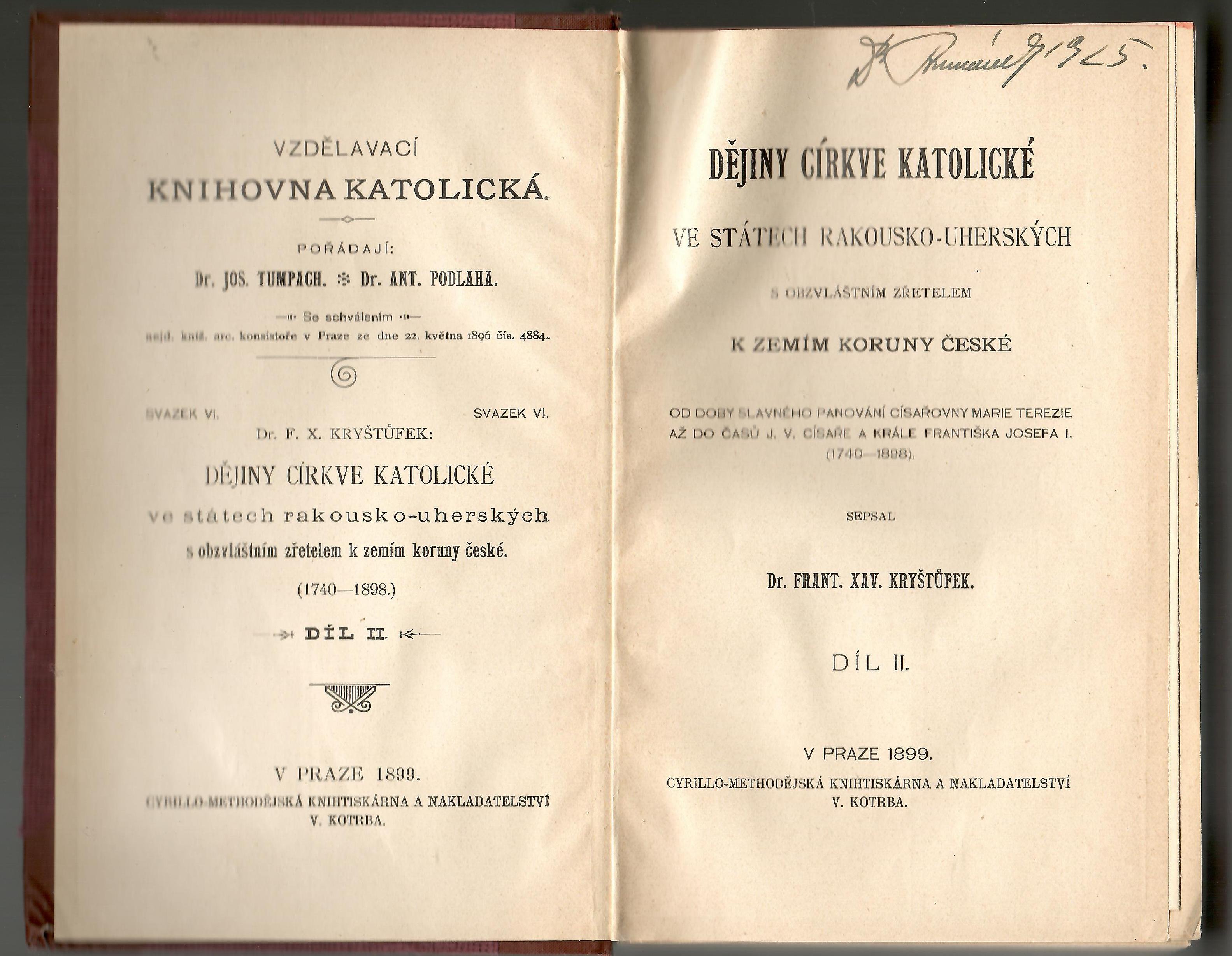 Dějiny církve katolické ve státech rakousko-uherských s obzvláštním zřetelem k zemím koruny české od doby slavného panování císa