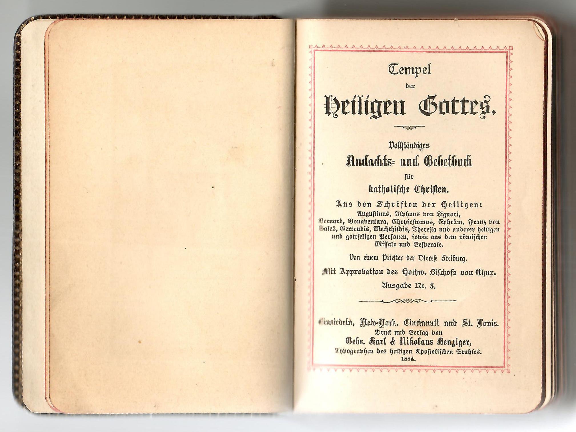 Tempel der Heiligen Gottes. Volländiges Andachts und Gebetbuch für katholische Christen (Chrám svatých Božích. Kompletní kniha p