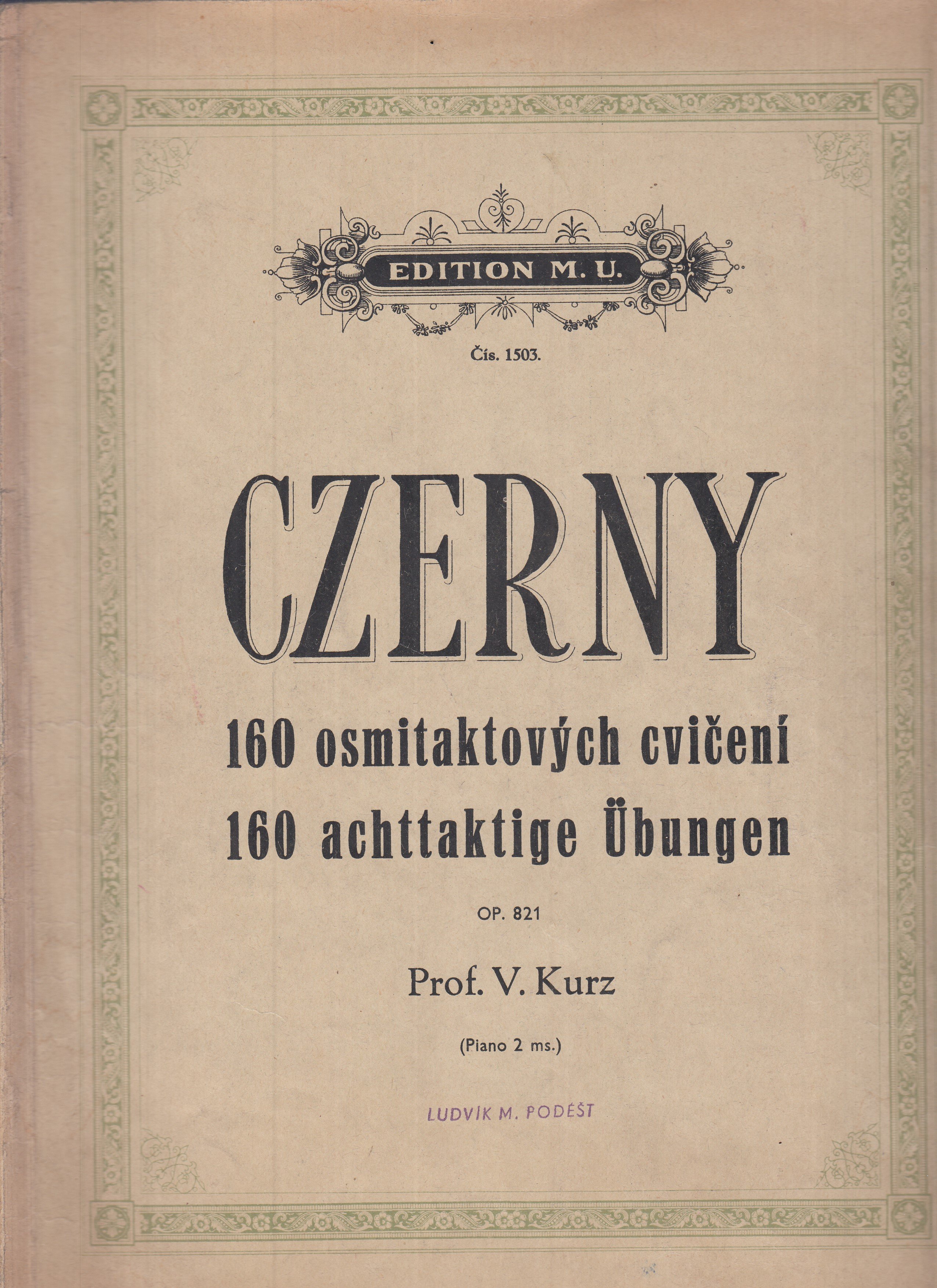 Czerny - 160 osmitaktových cvičení op. 821 - noty