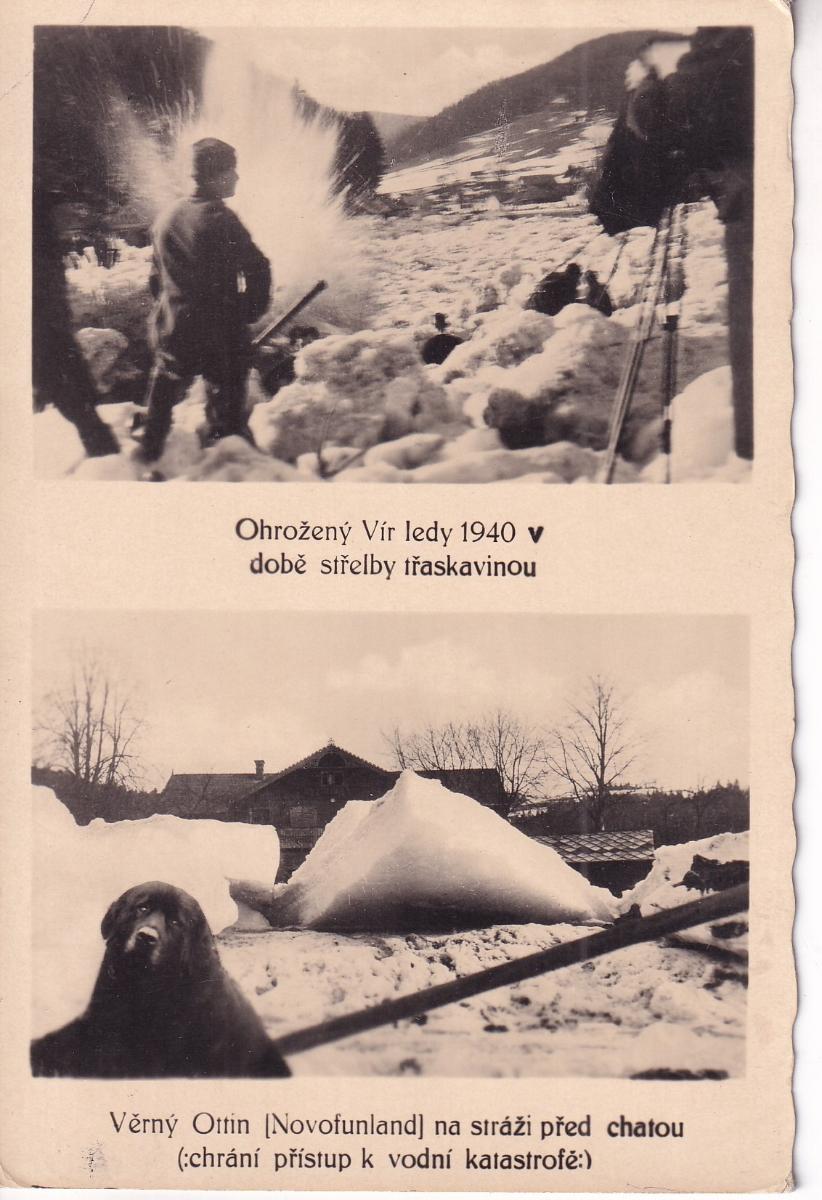 Pohled na ohrožený Vír ledy v době střelby třaskavinou