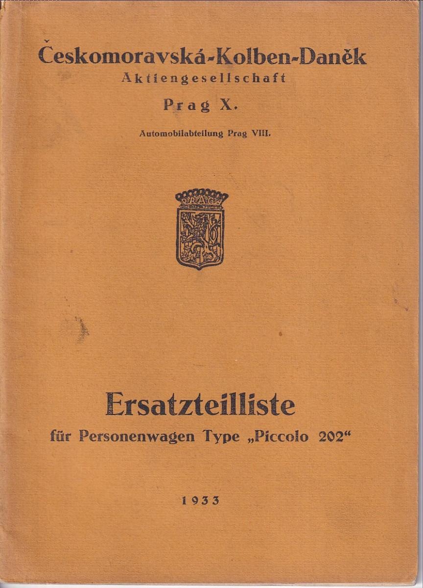 Ersatzteilliste für personwagen Type Piccolo 202