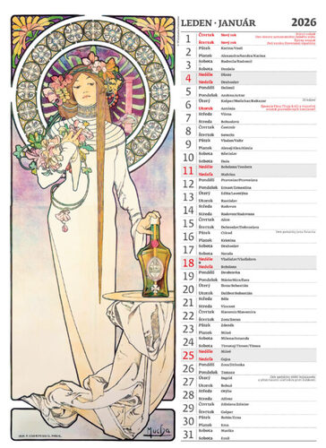 Alfons Mucha 2026 - nástěnný kalendář