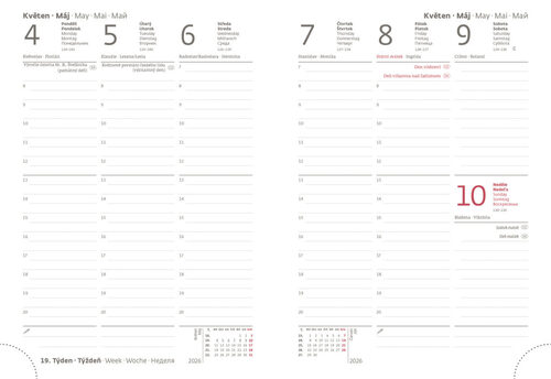 Týdenní diář 2026 B6 Print Pop růžový