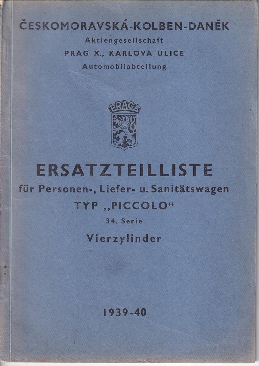 Ersatzteilliste für Personen-, Liefer- u. Sanitätswagen Typ Piccolo