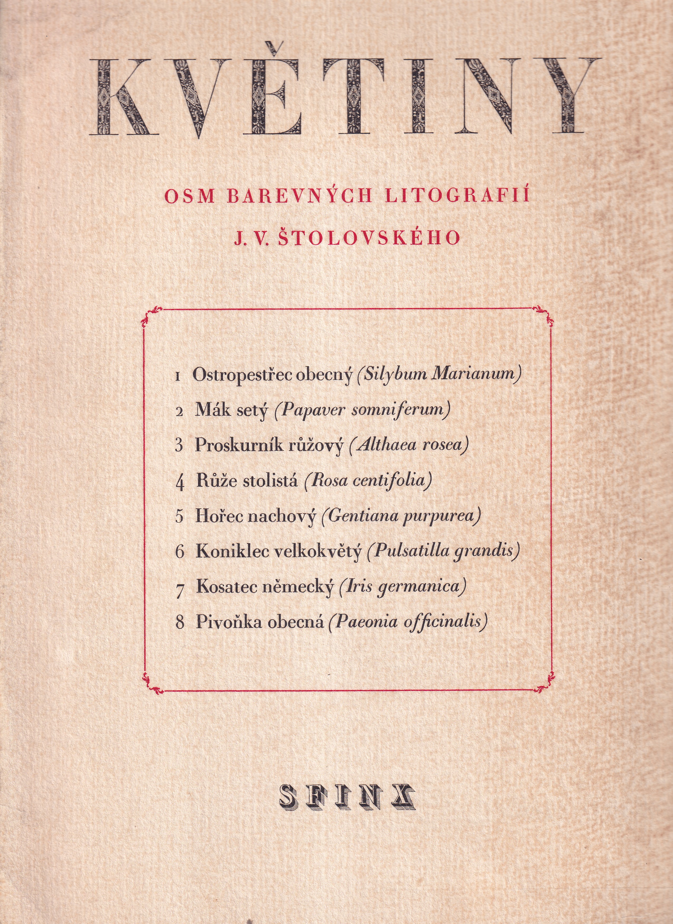 Květiny / osm barevných litografií J.V. Štolovského