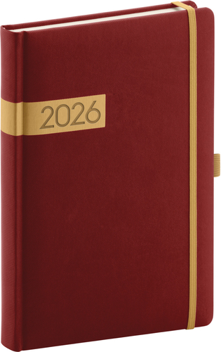 Denní diář 2026 Twill bordó-zlatý