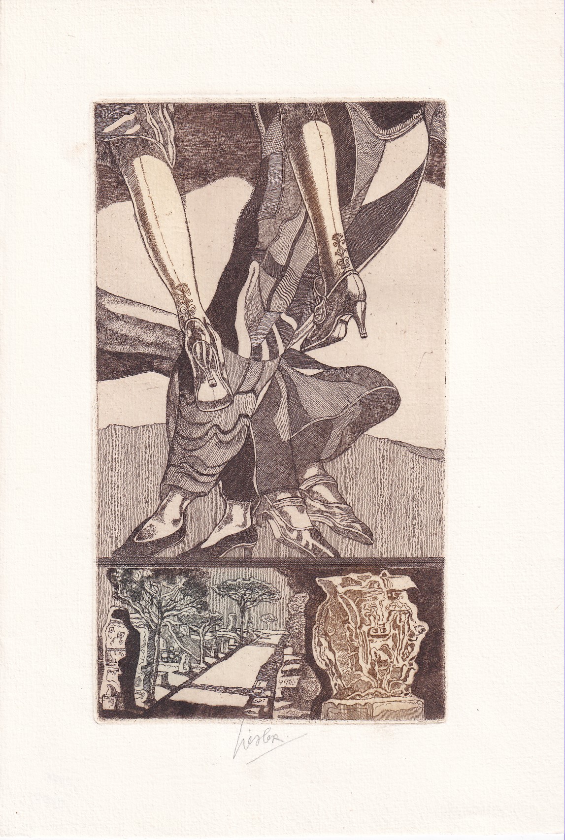 Josef Liesler - barevný lept