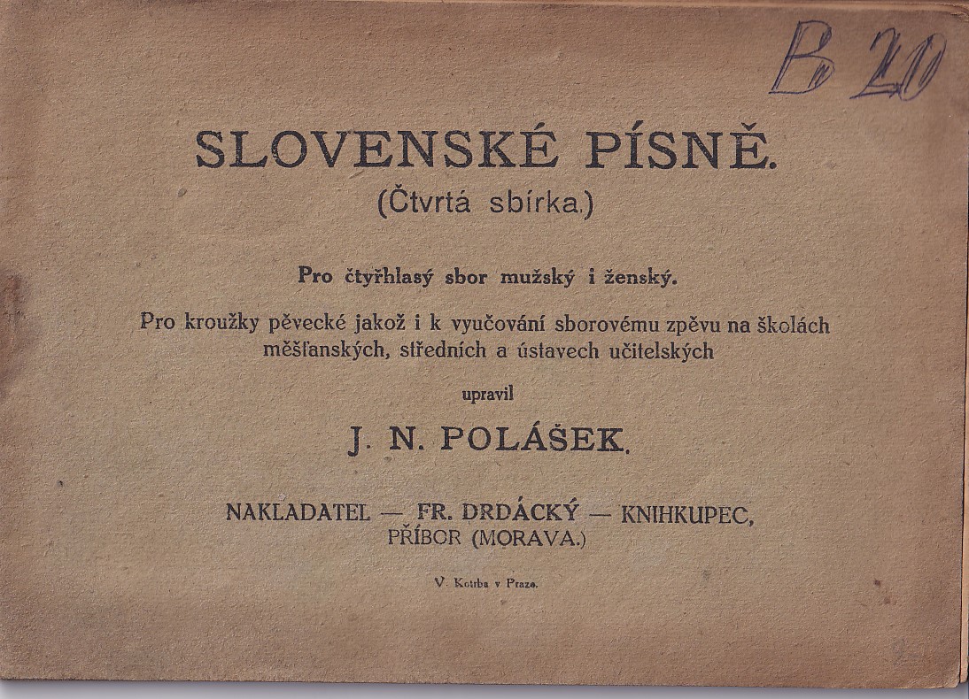 Slovenské písně - čtvrtá sbírka - noty