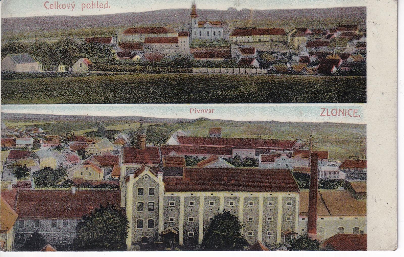 Zlonice. Celkový pohled, pivovar