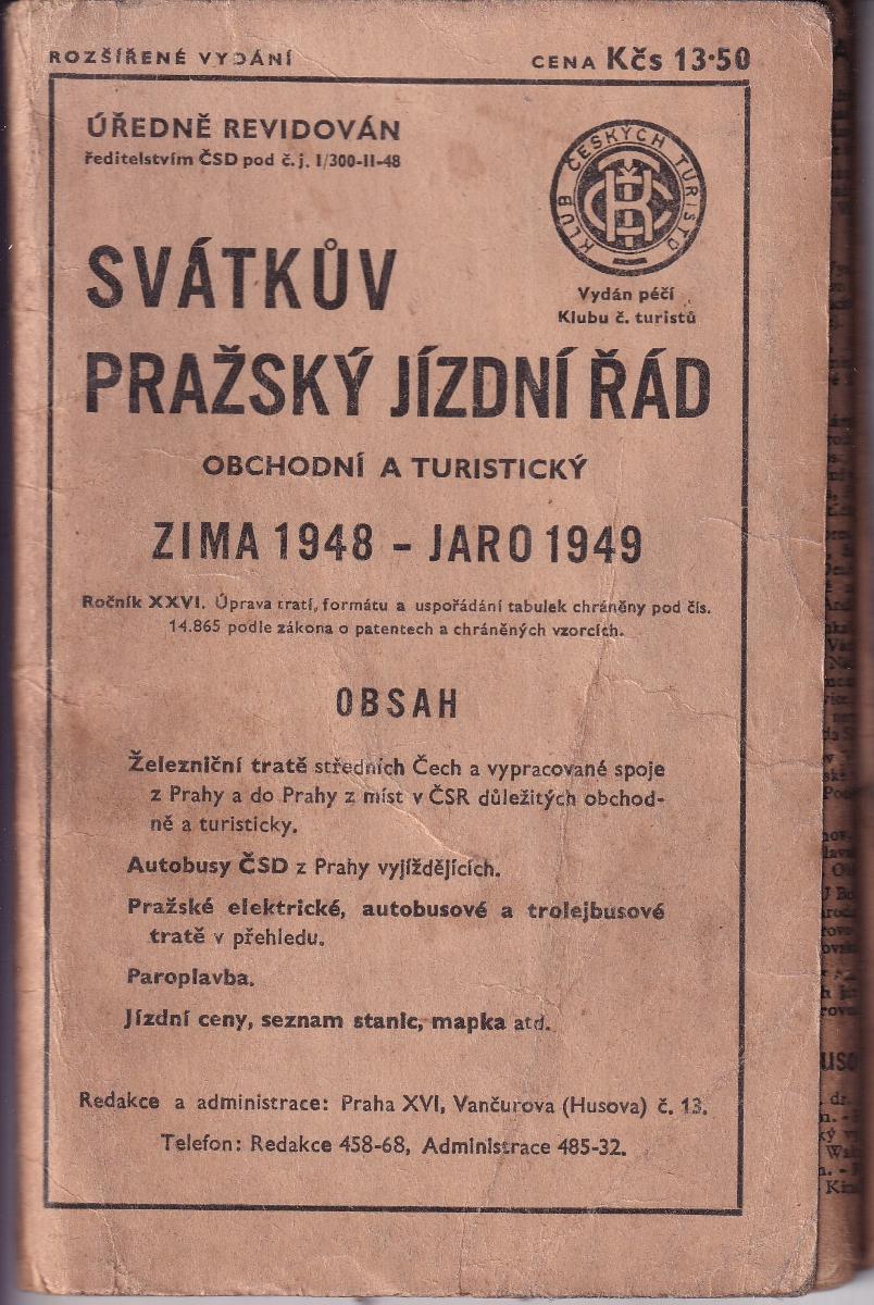 Svátkův pražský jízdní řád (zima 1948 - jaro 1949)