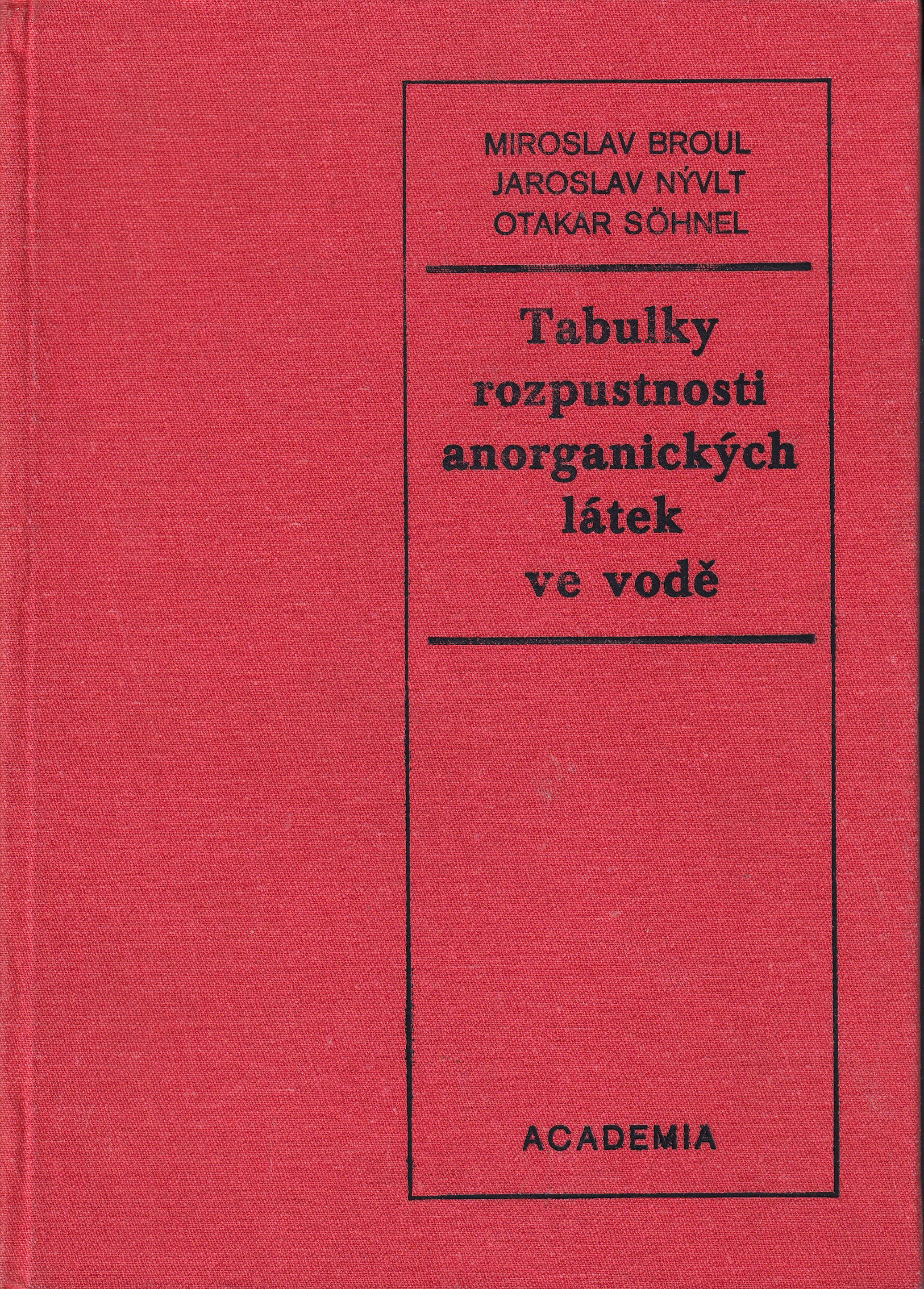 Tabulky rozpustnosti anorganických látek ve vodě