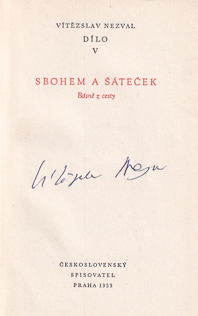 Sbohem a šáteček : Básně z cesty 1933 - Podpis