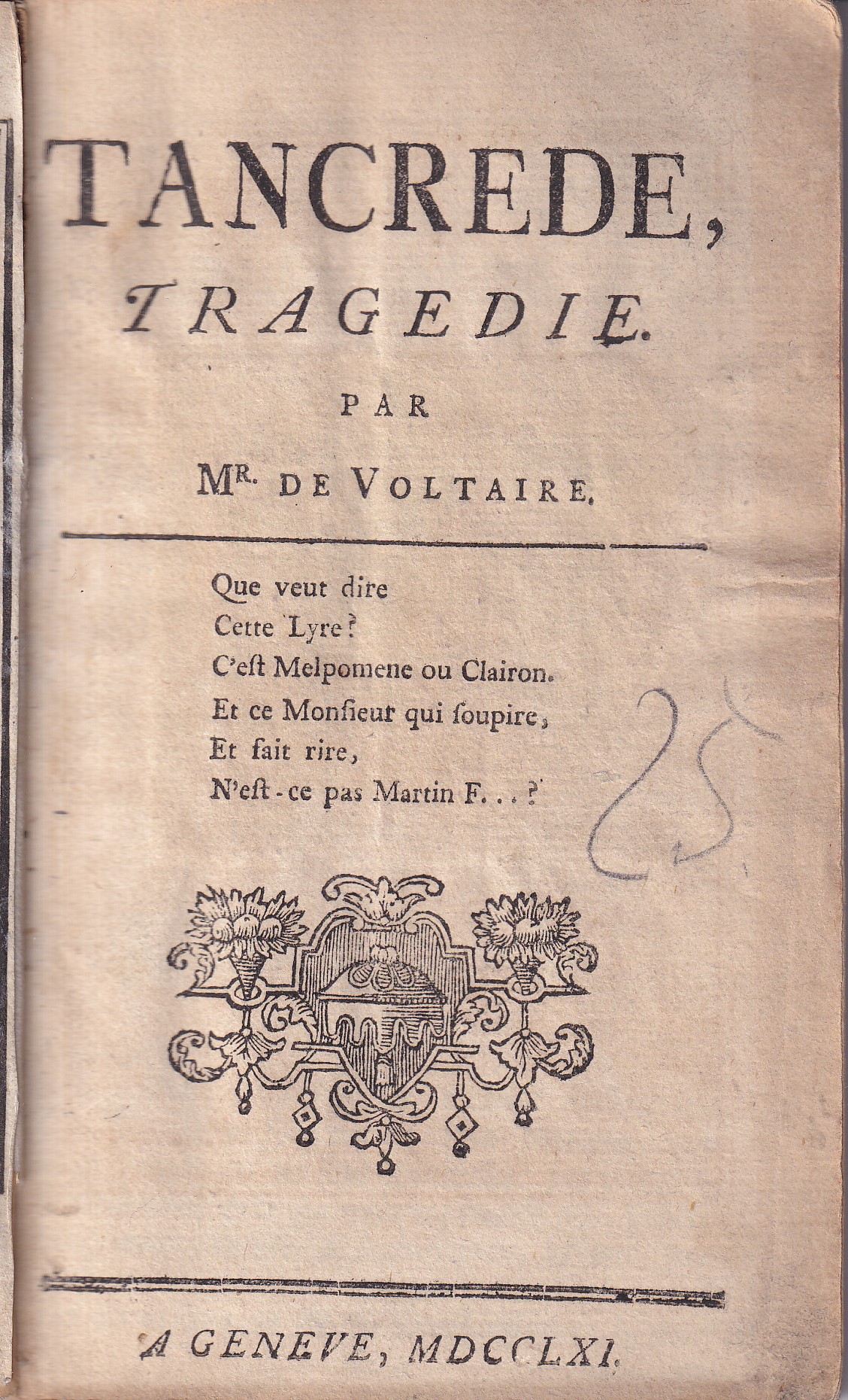 Tancrede, Tragedie