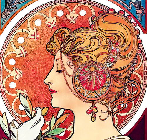 Alfons Mucha vázanka 2026 - nástěnný kalendář